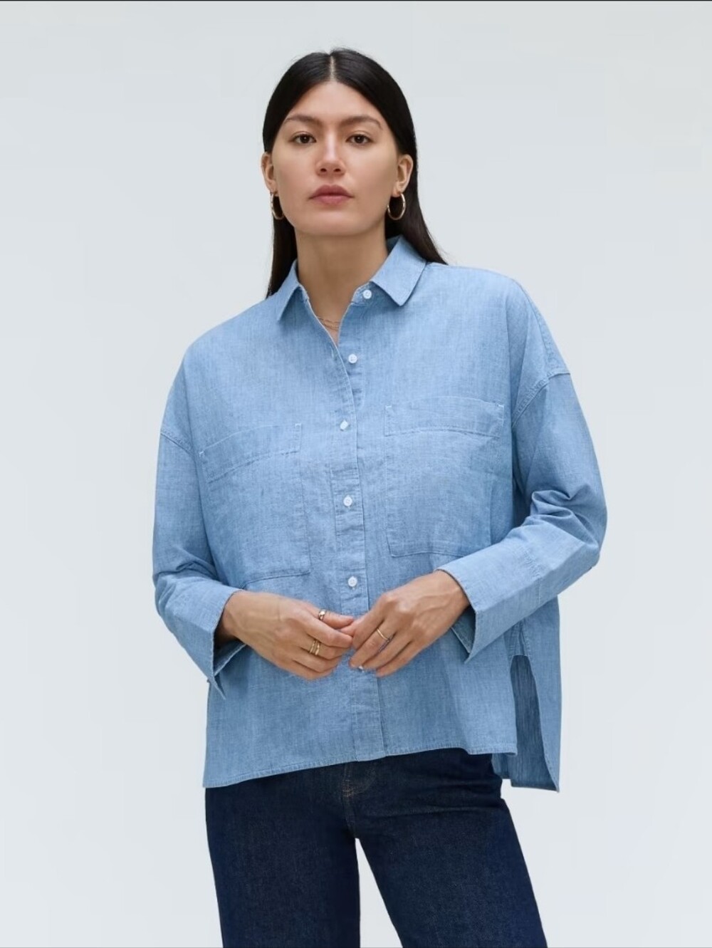 NWOT Everlane The Boxy Oxford in Mid ReChambray, Size S
